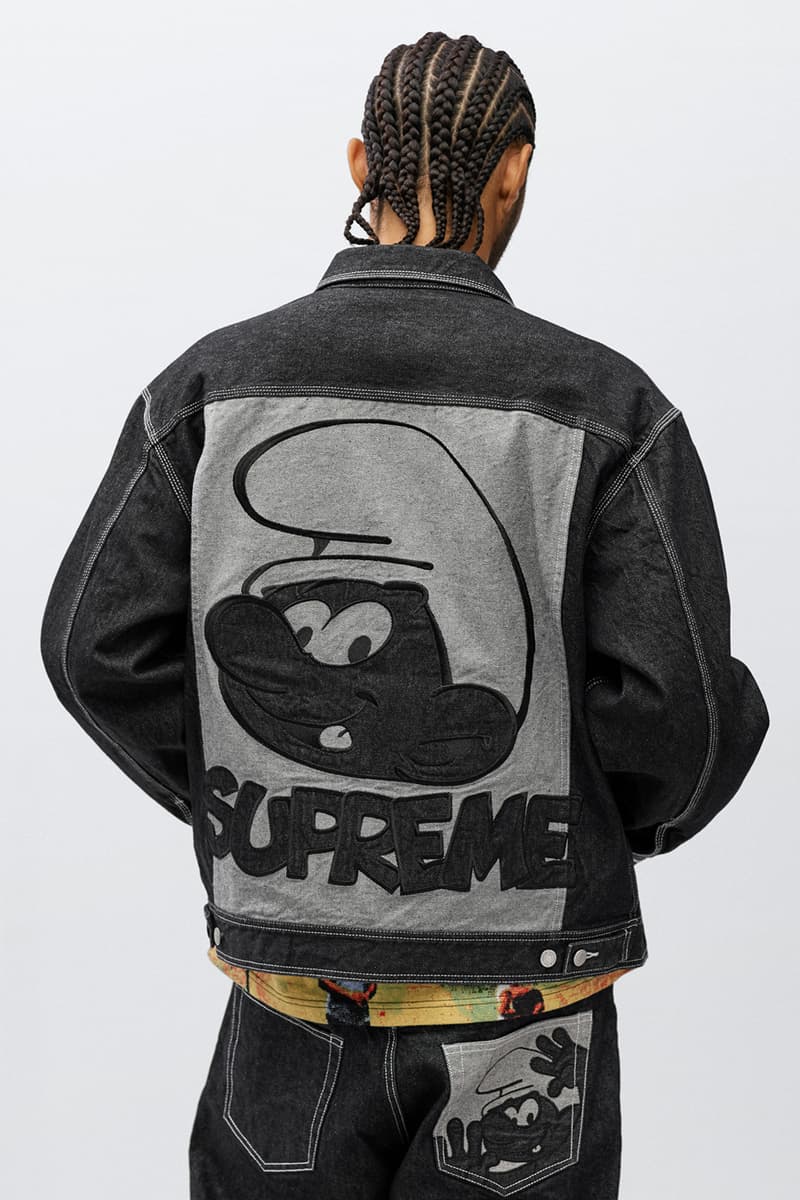 supreme fall winter collection the smurfs outerwear jackets pants pink black denim