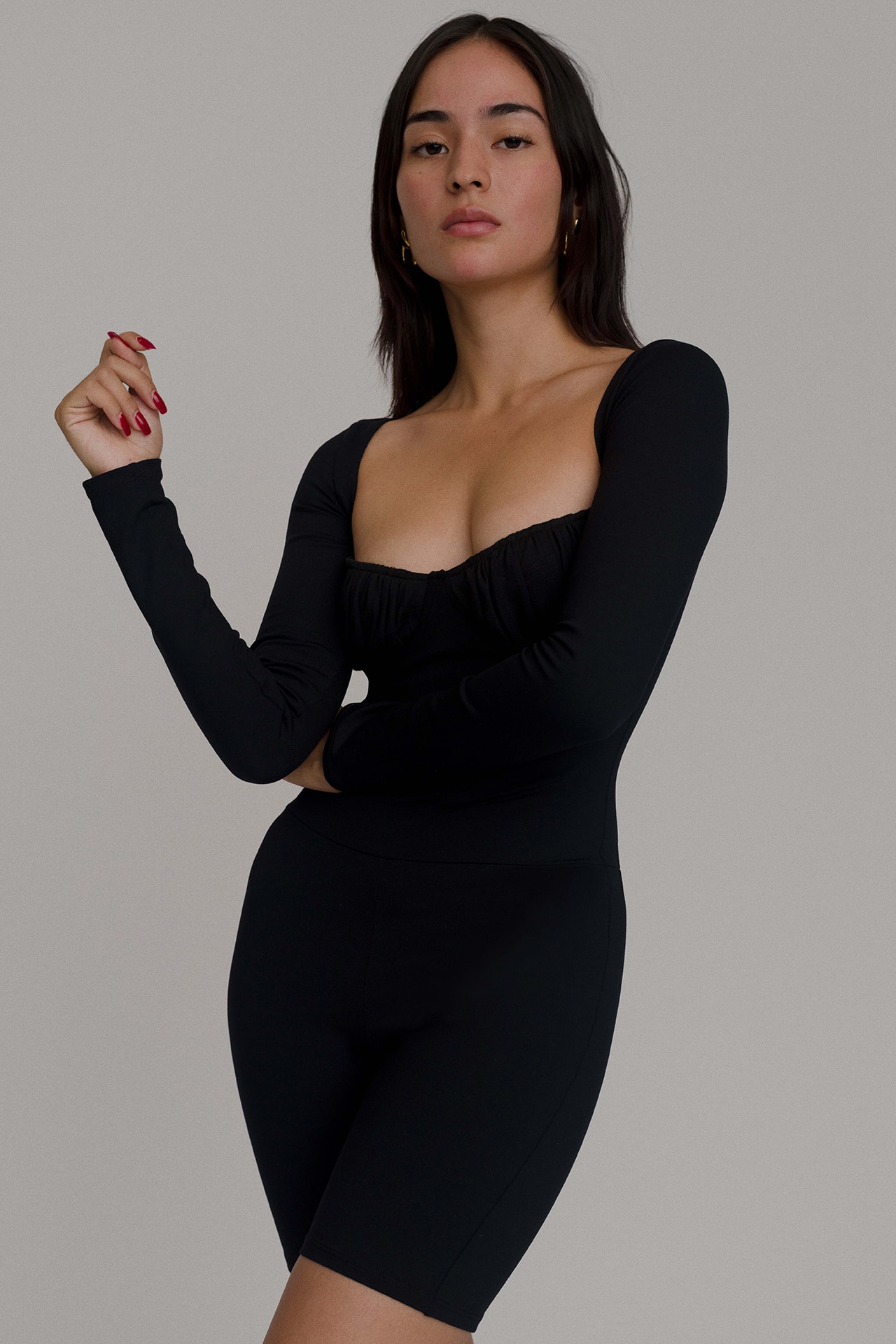 Tank Air Romeo Bodysuit Black Long Sleeves Model Lookbook Los Angeles Brand Women Fashion