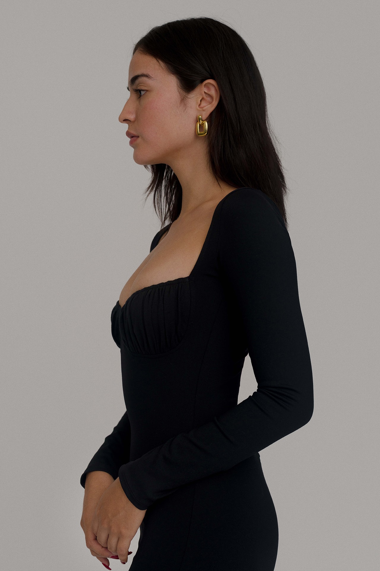 Tank Air Romeo Bodysuit Black Long Sleeves Model Lookbook Los Angeles Brand Women Fashion