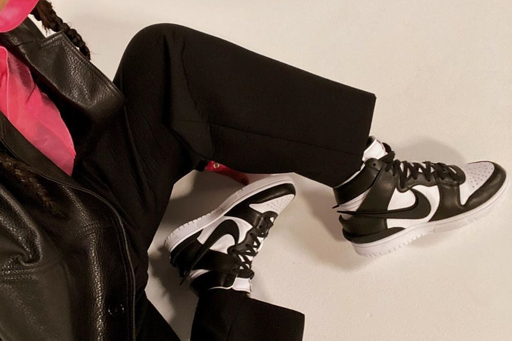 AMBUSH Nike Dunk High Sneaker Collaboration Black White Yoon Ahn Elongated Swoosh