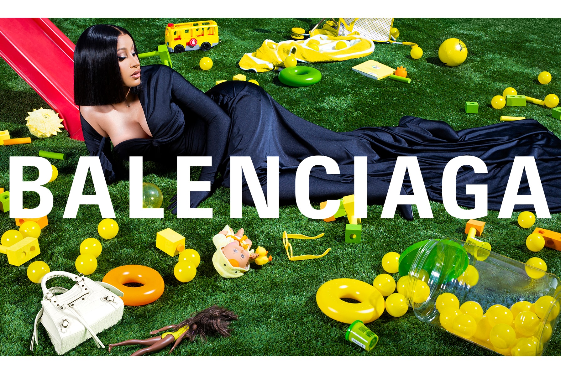 Cardi B Balenciaga Campaign Louvre Billboard Image Photoshoot Dress 