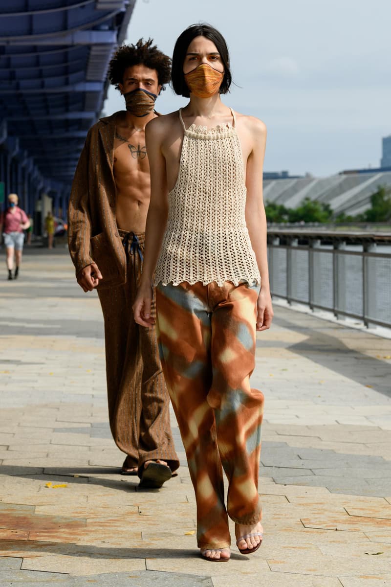 eckhaus latta spring summer 2021 runway dresses knitwear face masks new york fashion week nyfw