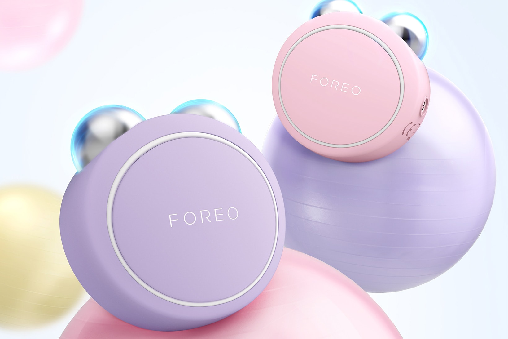 foreo bear mini facial toning microcurrent massager pearl pink lavender skincare devices release price