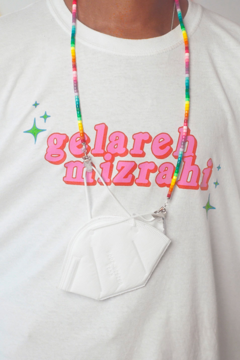 Gelareh Mizrahi Face Mask Strap Holder Rainbow Necklace