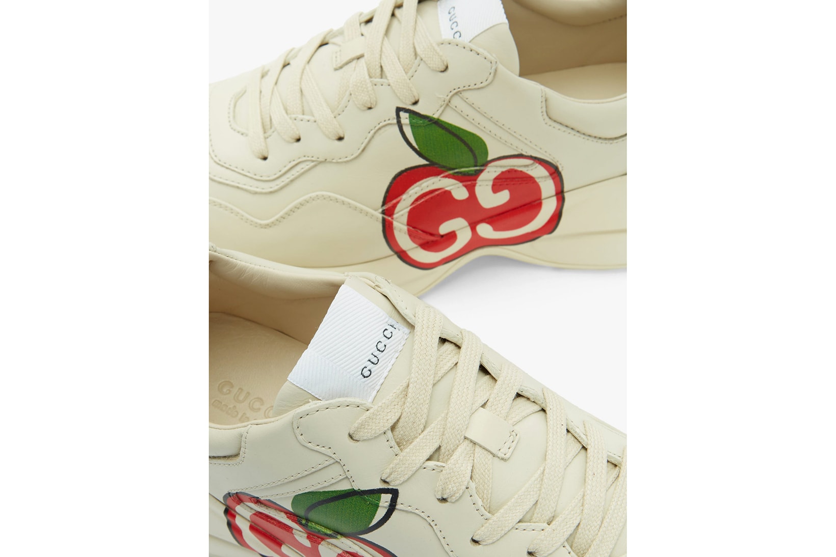Gucci Rhyton Apple-Print Sneaker White