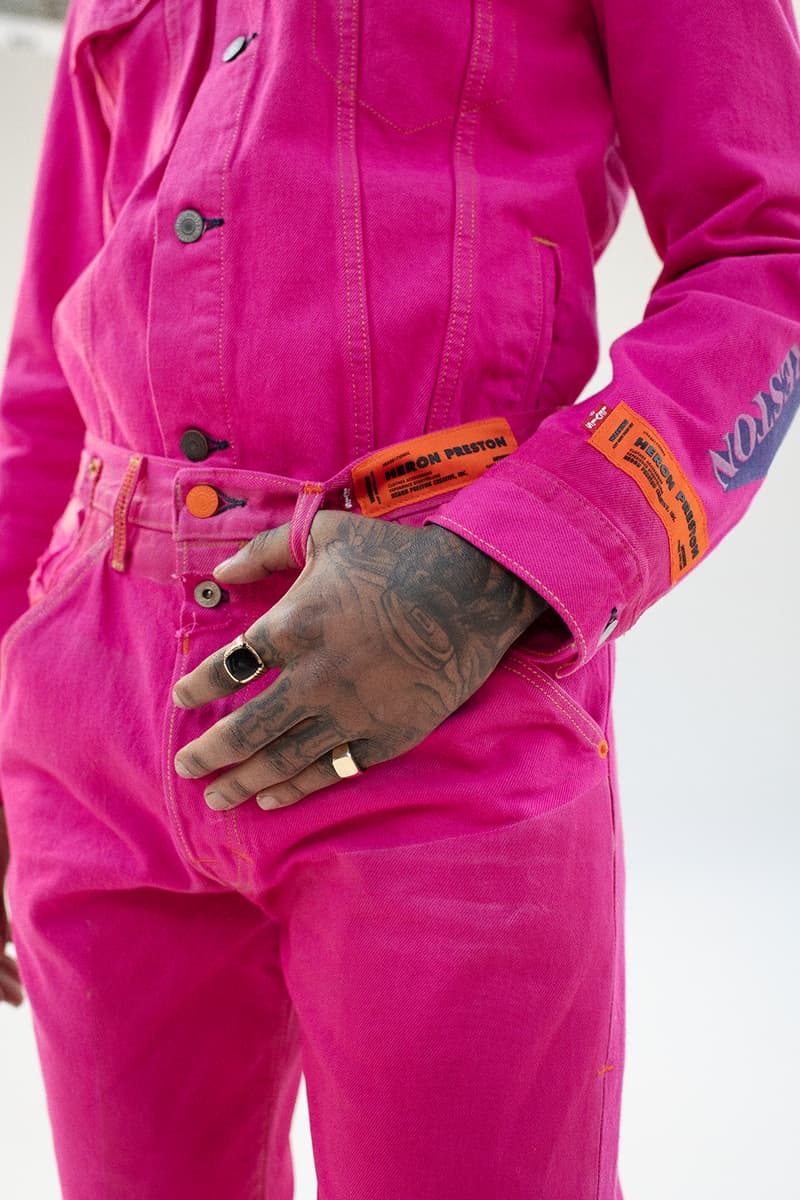 Heron Preston x Levi's Collaboration Collection Trucker Jacket 501 Jeans Pink Denim