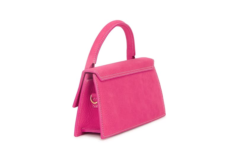 simon porte jacquemus le chiquito long pink nubuck top handle designer bag