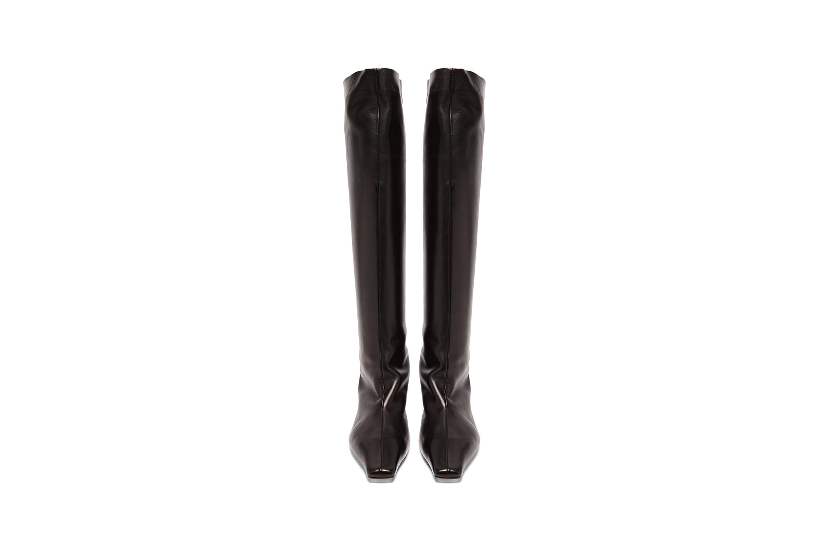 Khaite Davis Square-Toe Knee-High Boots Leather Black