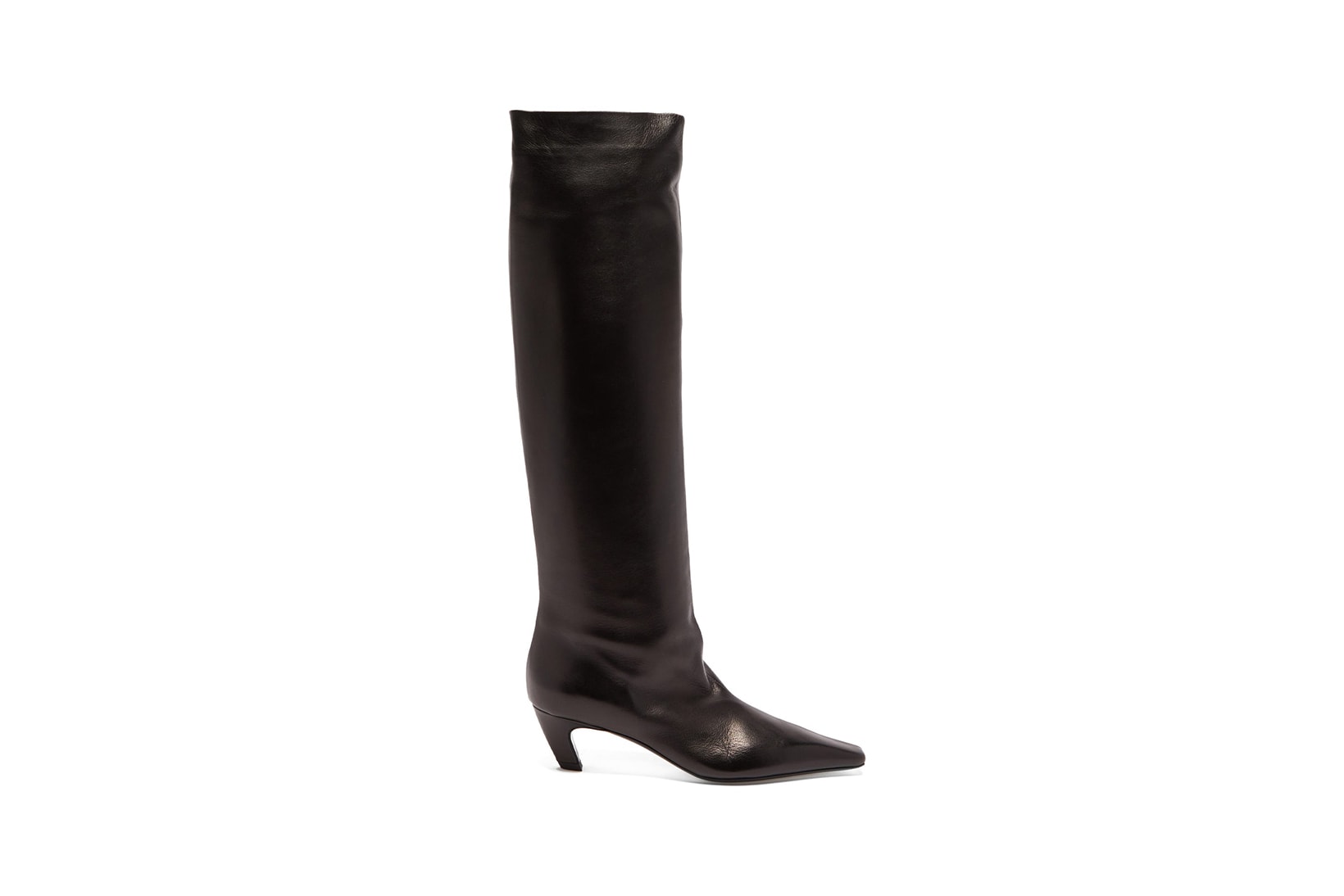 Khaite Davis Square-Toe Knee-High Boots Leather Black