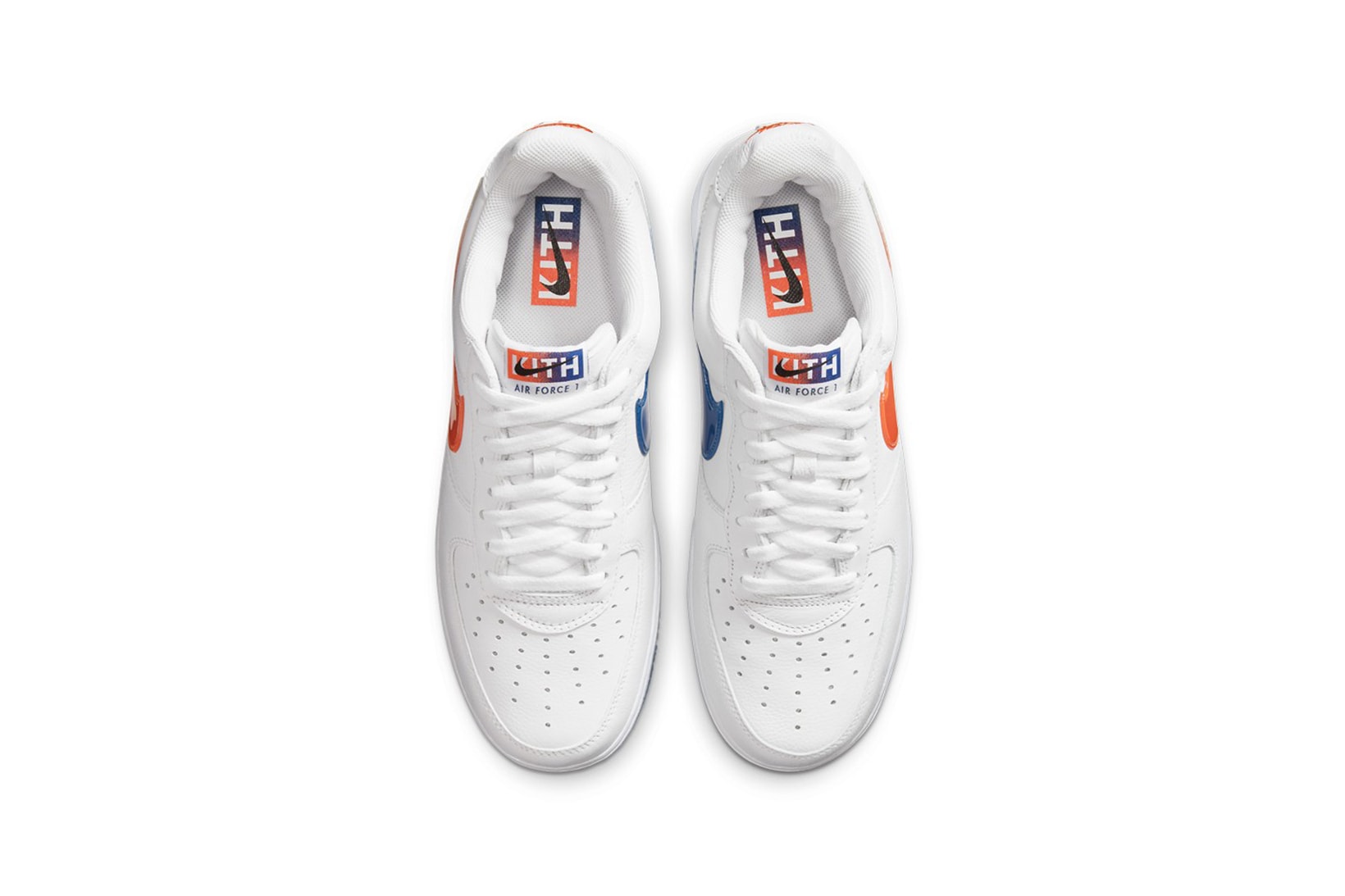 kith nike collaboration air force 1 low sneakers white orange blue shoes footwear sneakerhead ronnie fieg