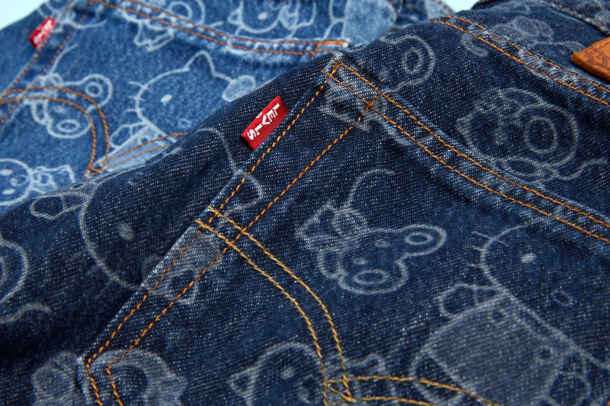 Hello Kitty x Levi's Sanrio Anniversary Capsule Denim Laser Etched Jeans Printed Tshirts 
