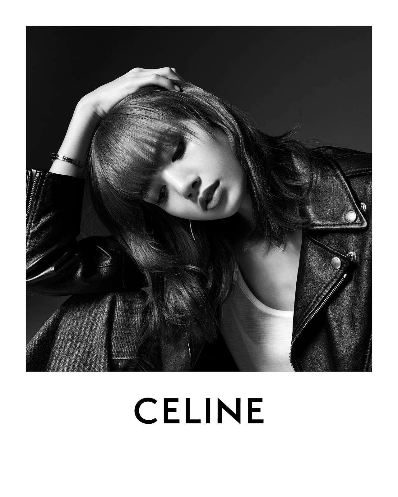 BLACKPINK Lisa CELINE Campaign Hedi Slimane Black and White Global Brand Ambassador Leather Jacket