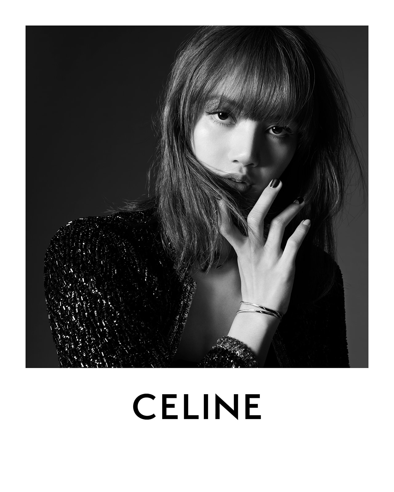 BLACKPINK Lisa CELINE Campaign Hedi Slimane Black and White Global Brand Ambassador Leather Jacket