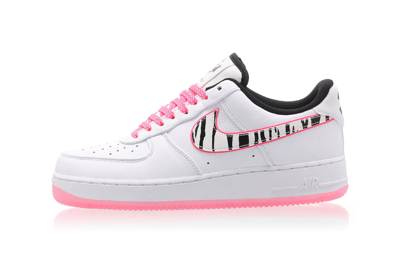 white and neon pink air force 1