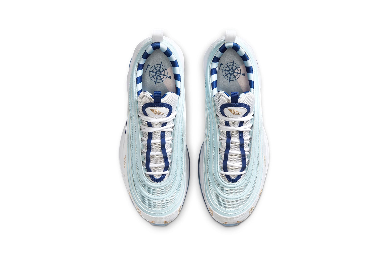 Nike Air Max 97 G NRG Golf Shoe Sneaker Wings Flying Print White Blue Gold