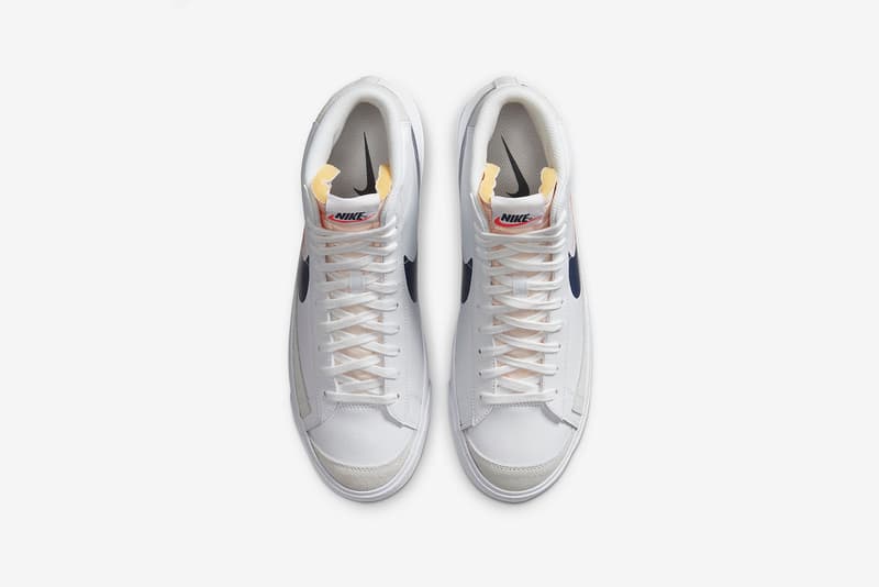 nike blazer mid 77 sneakers white brown orange navy blue colorway sneakerhead footwear shoes