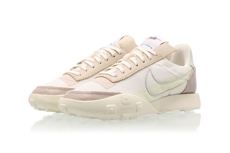 nike waffle racer lx sneakers in beige and gray