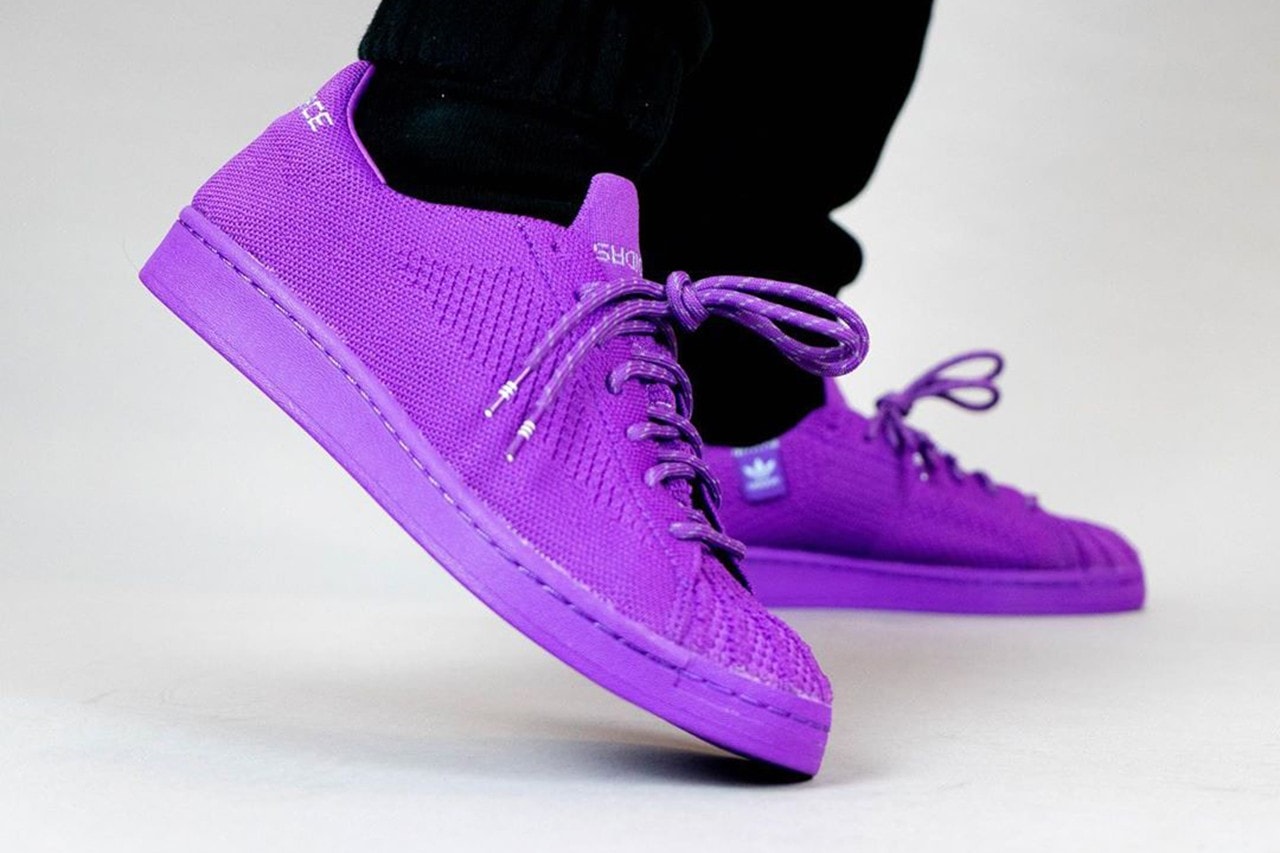pharrell williams adidas originals primeknit superstar purple yellow white green brown collaboration release