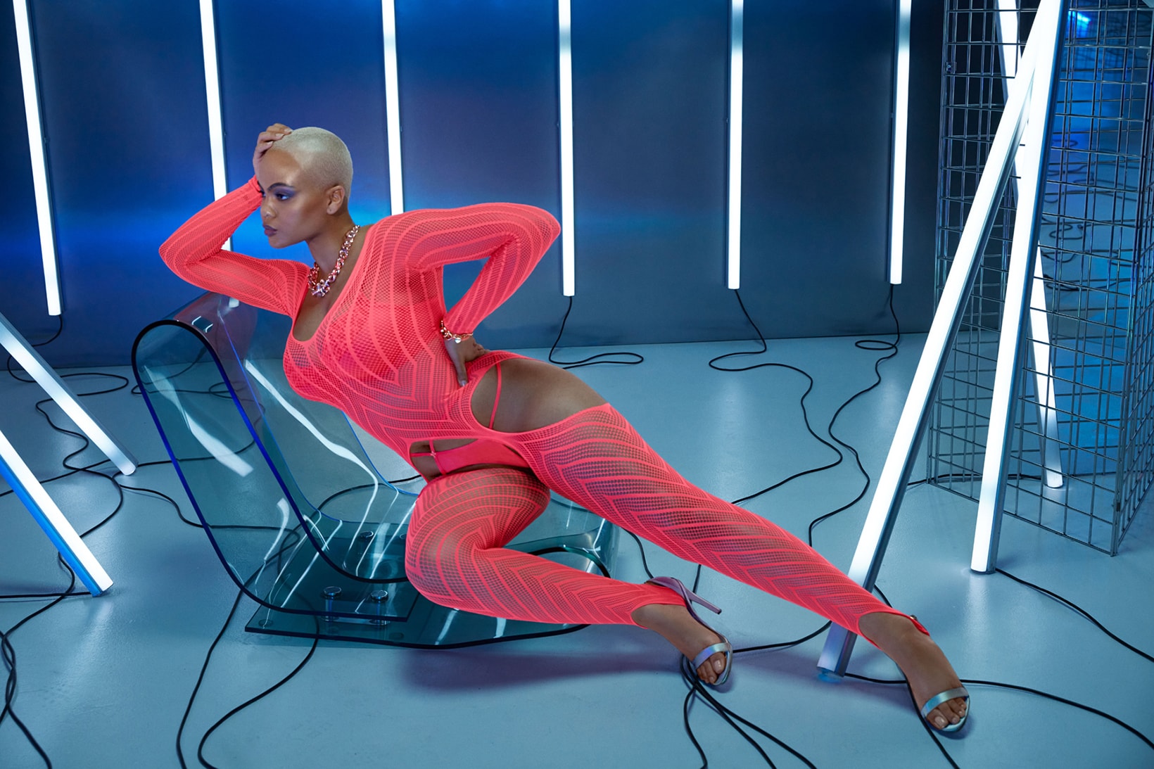 Savage X Fenty September 2020 Collection Campaign Body Stocking Neon Pink