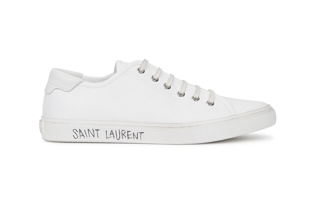 saint laurent canvas sneakers malibu white handwritten logo price minimal