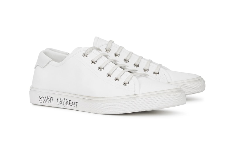 saint laurent canvas sneakers malibu white handwritten logo price minimal