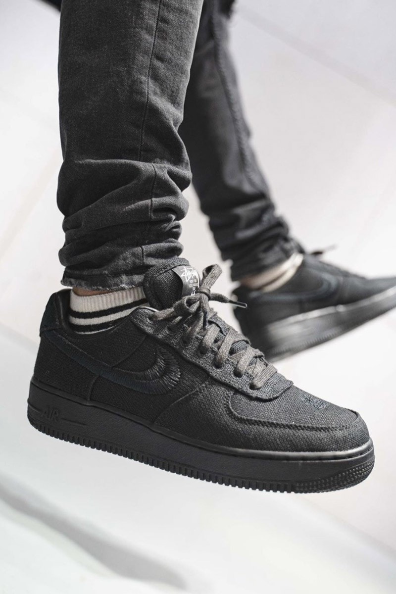 stussy nike air force 1 af1 fossil stone black white on-foot look collaboration release info