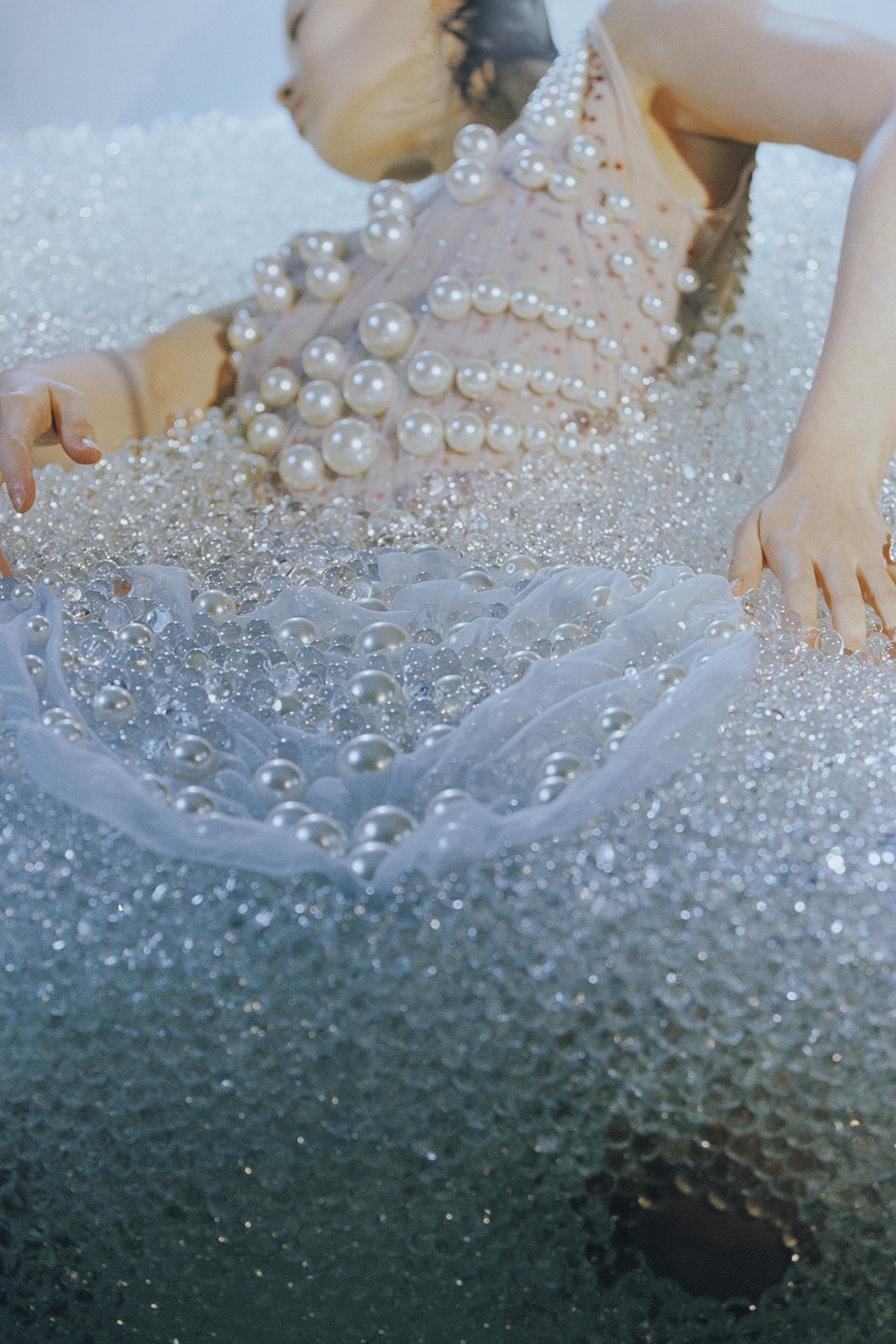 susan fang fall winter 2020 campaign glass beads model shot