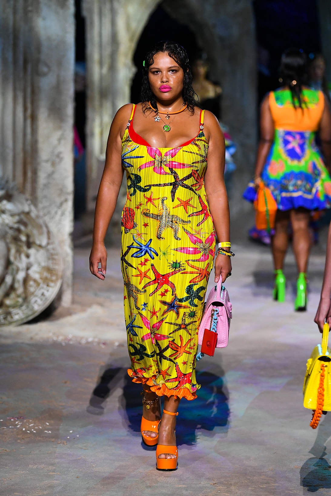 versace spring summer 2021 collection paris fashion week pfw adut akech irina shayk