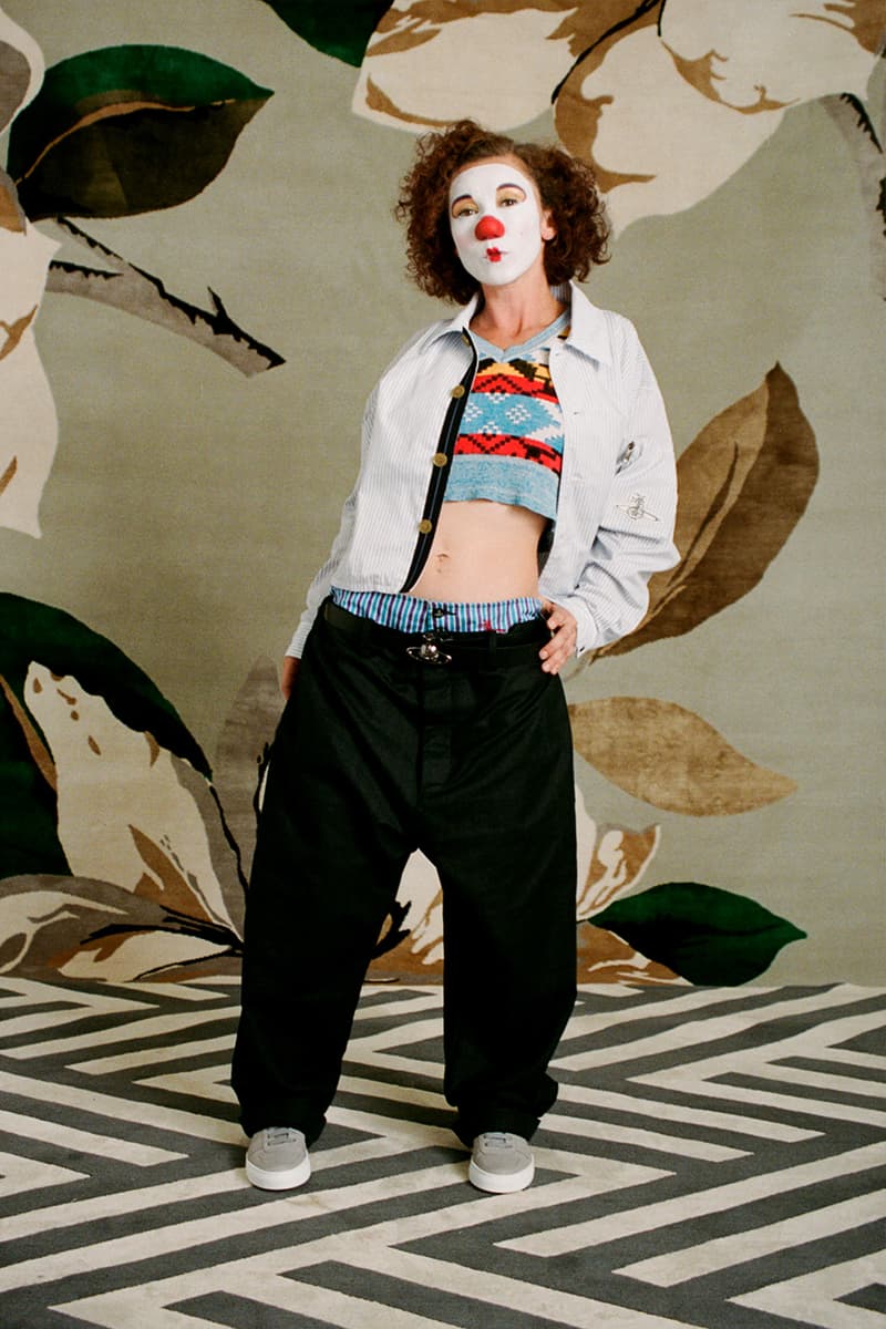 vivienne westwood spring summer 2021 lookbook video tailoring suits cardigans isamaya ffrench georgia palmer dott cotton clown 