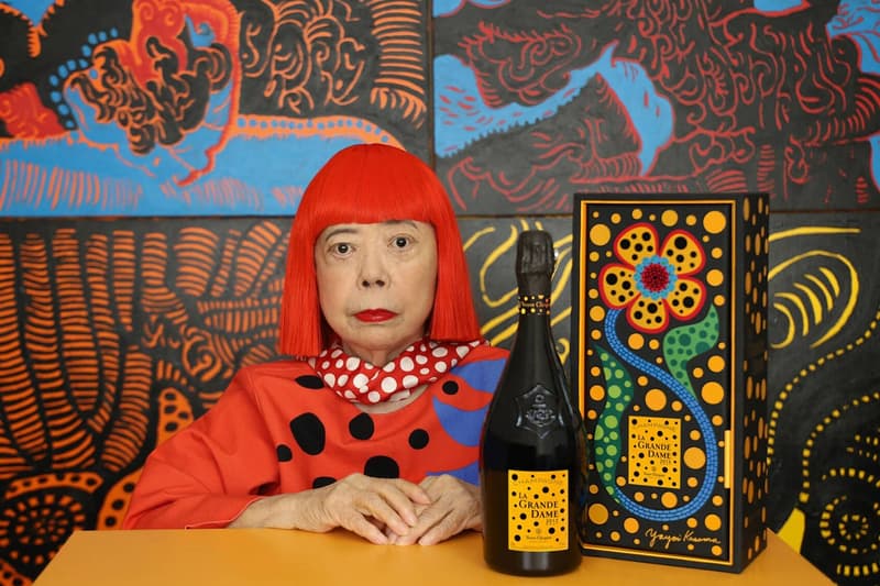 yayoi kusama veuve clicquot champagne la grande dame bottle gift box collaboration 