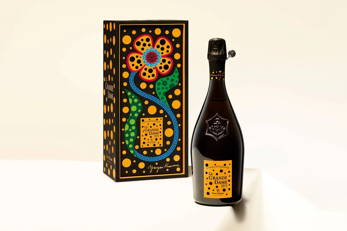 yayoi kusama veuve clicquot champagne la grande dame bottle gift box collaboration 