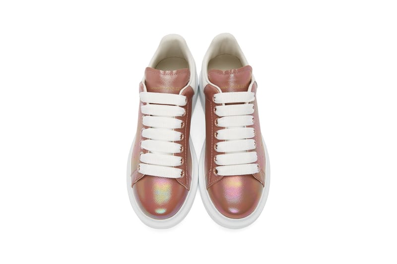 alexander mcqueen white & rose gold oversized sneakers