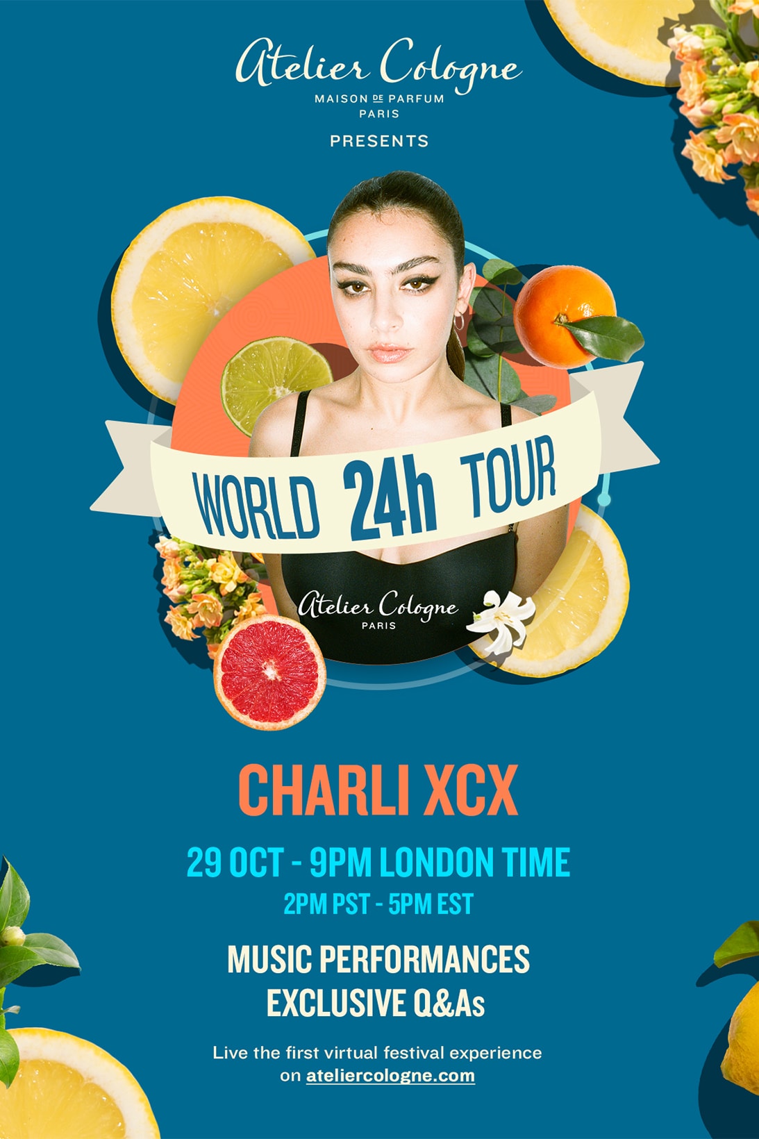 atelier cologne 24 hour music world tour virtual concert charli xcx