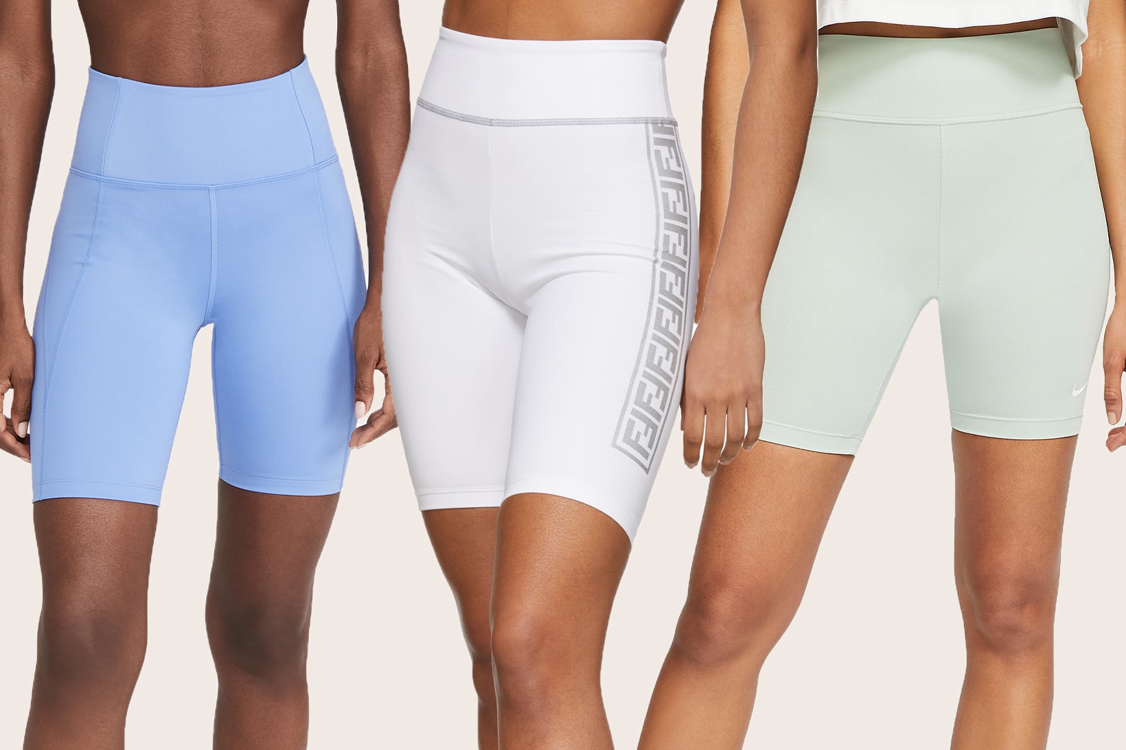 best bike cycling shorts affordable high end nike fendi girlfriend collective pastel blue white green