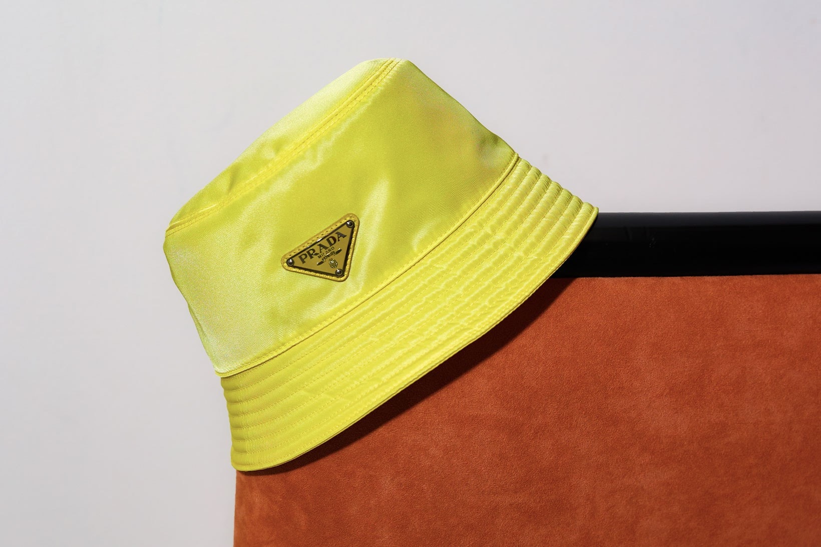 best fall winter bucket hats prada logo nylon yellow