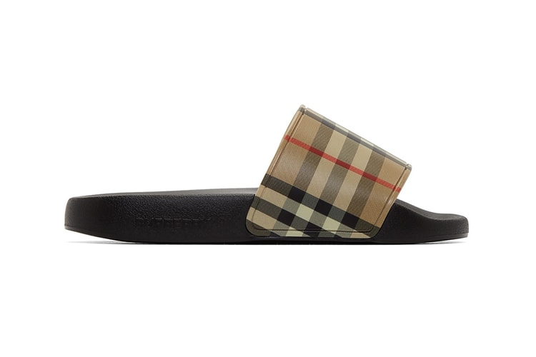 Elevate Your WFH Outfits With Burberry's Beige Check Furley Slides