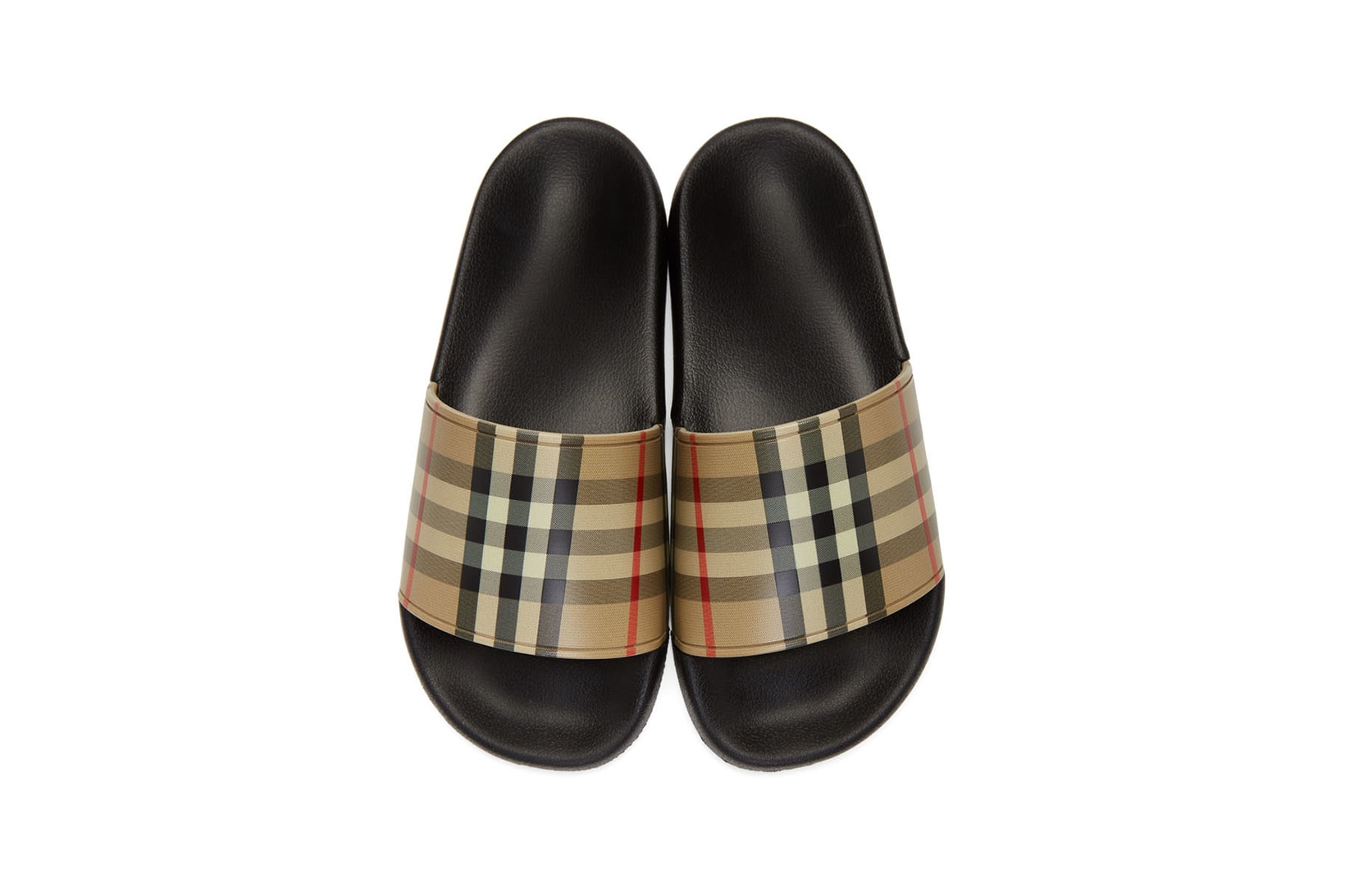 burberry beige check furley slide sandals slippers footwear