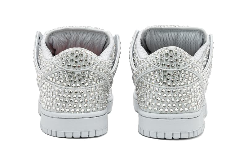 nike cactus plant flea market cpfm collaboration dunk low sneakers bejeweled crystals rhinestones white shoes footwear