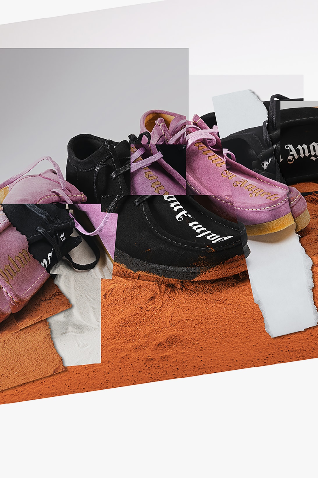clarks originals palm angels collaboration wallabee boots black purple shoes footwear