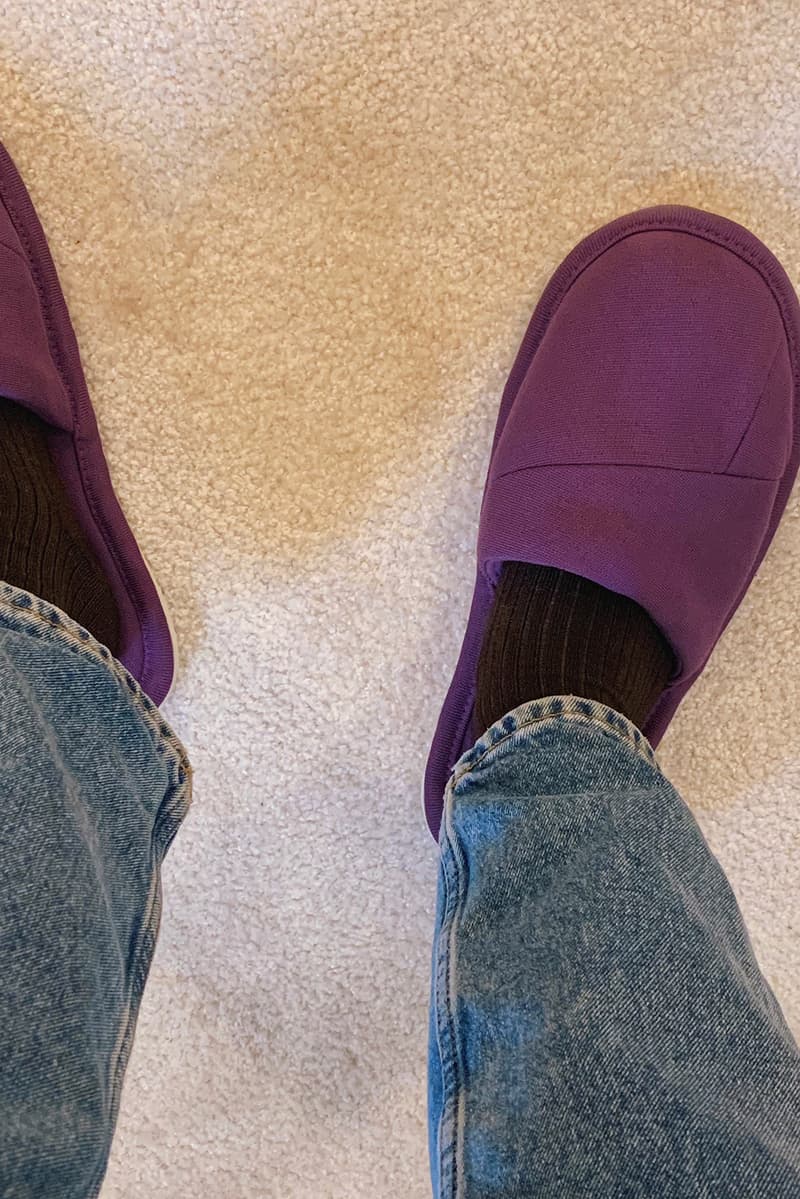 danielle cathari upcycled home slippers sustainability brown purple footwear shoes