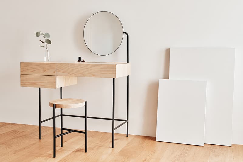 Dims Composed Vanity Table Stool Tray Natural Ash Wood Mirror Makeup Desk Home Furniture Organization Jewelry