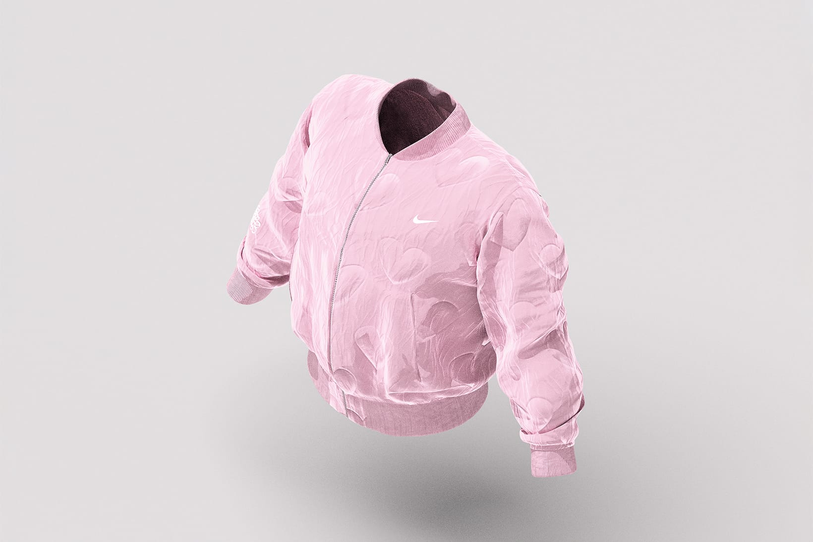 nike pink heart bomber jacket