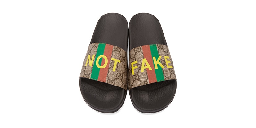 aflange utilsigtet hændelse kradse Gucci Releases Brown "Not Fake" GG Slides | HYPEBAE