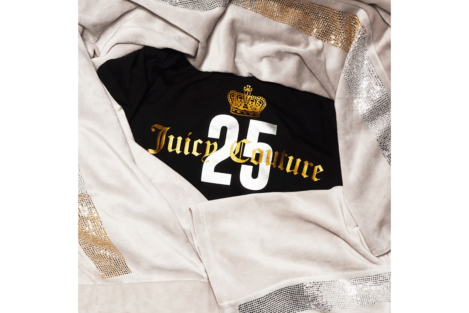 Juicy Couture 25th Anniversary Collection Tracksuit Rhinestone Velour Black