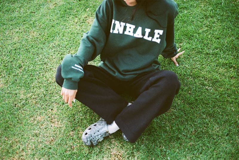 museum of peace and quiet lemon water collaboration crewneck sweatshirt pine green