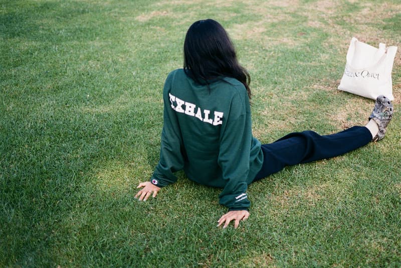 museum of peace and quiet lemon water collaboration crewneck sweatshirt pine green