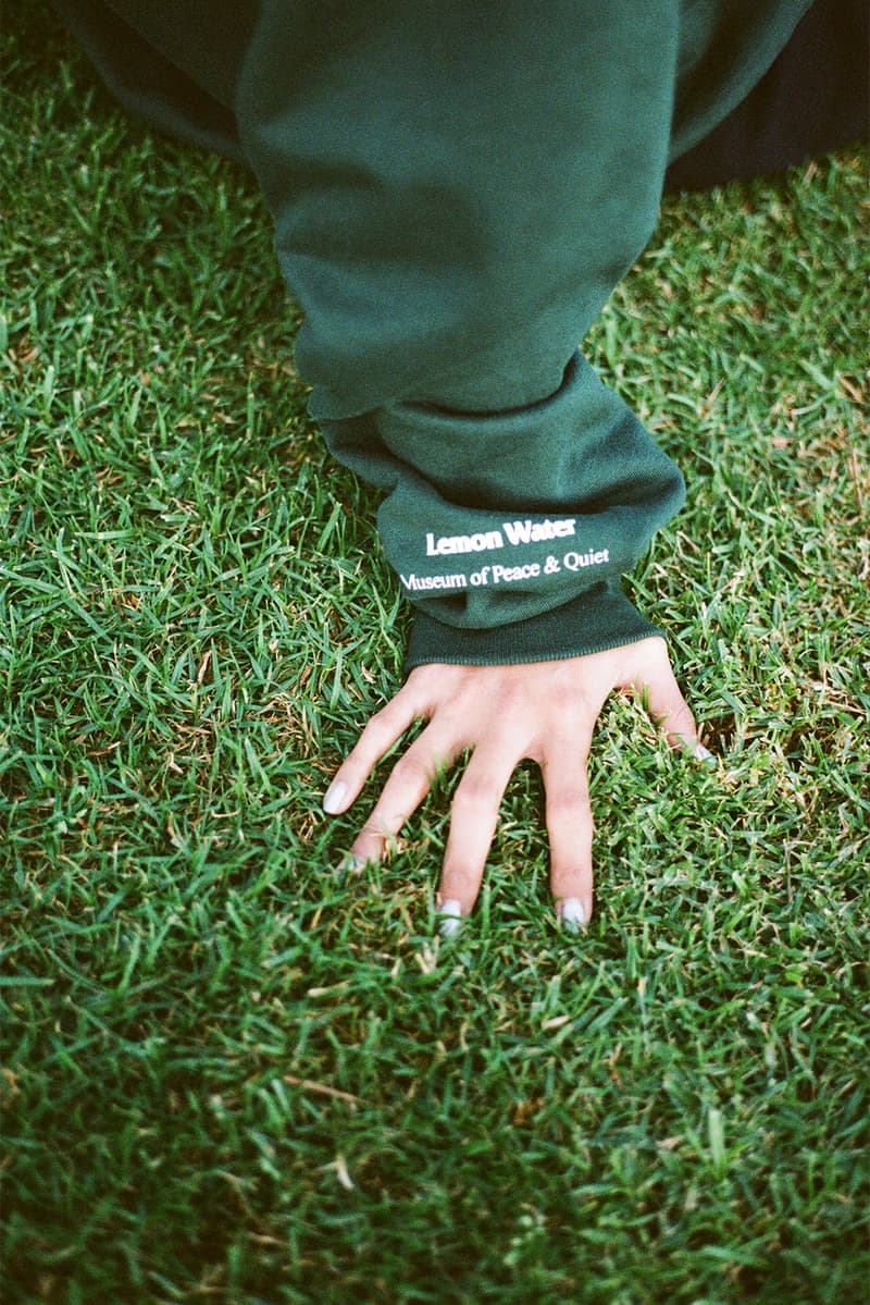 museum of peace and quiet lemon water collaboration crewneck sweatshirt pine green