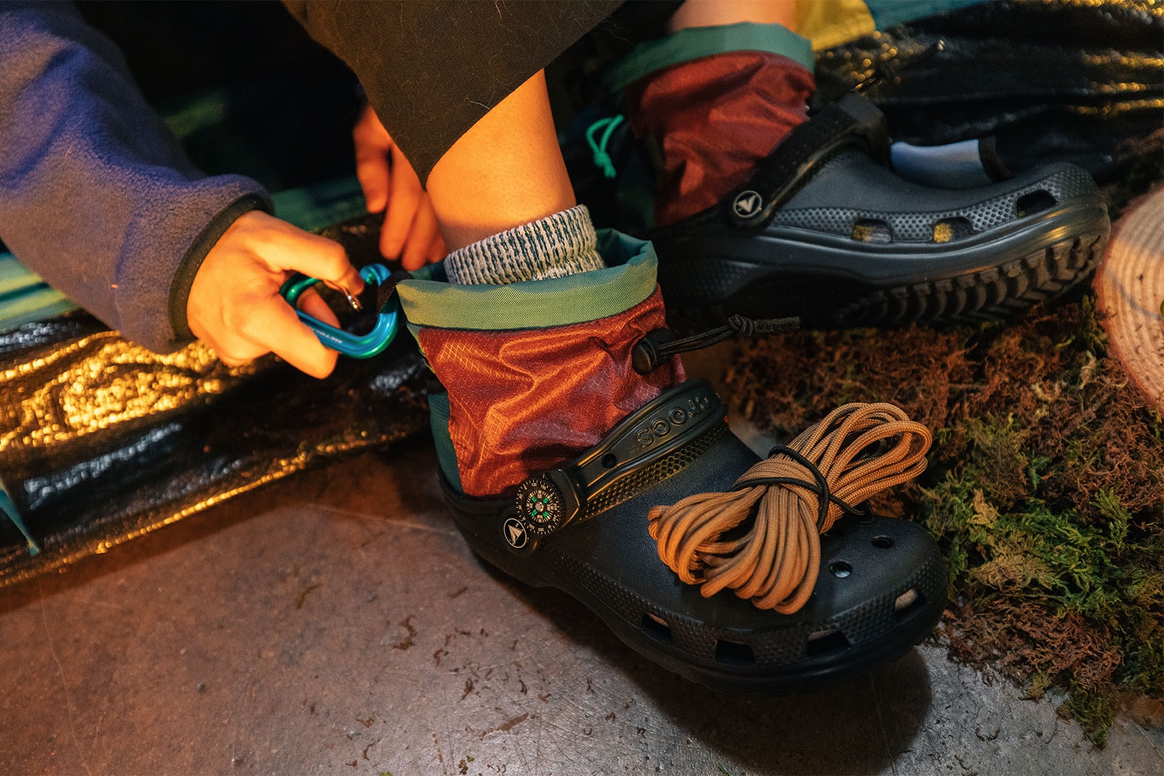 nicole mclaughlin crocs camping clogs collaboration ropes lamps upcycling sustainability