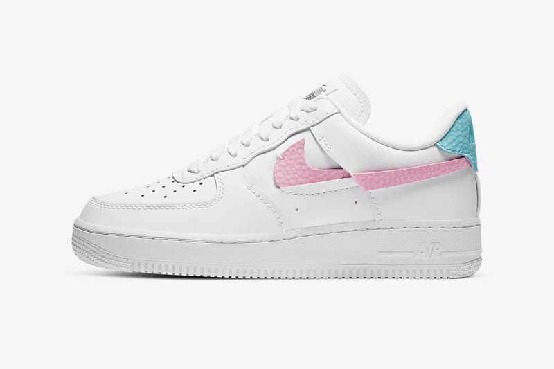 air force 1 blue and pink swoosh