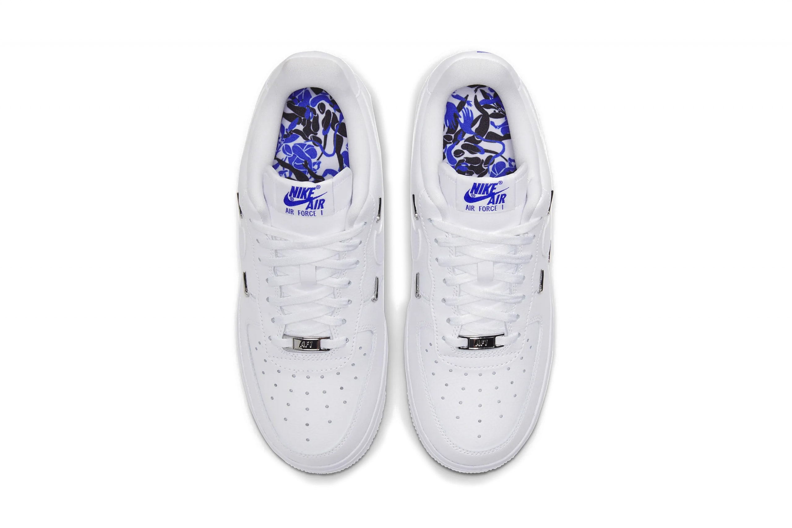 Nike Air Force 1 Metallic Swoosh Embellishments Sneaker Shoe Logo 